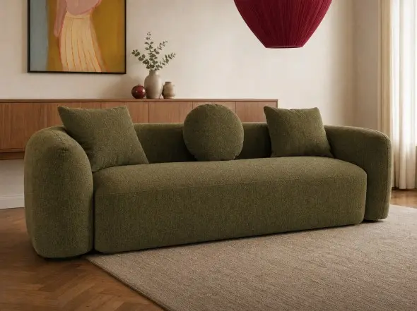 SOLACE+CO Cami 3 Seater Sofa Green Chenille
