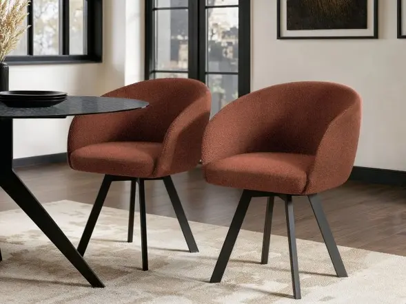 SOLACE+CO Vito Dining Chair Set of 2 Brown Boucle