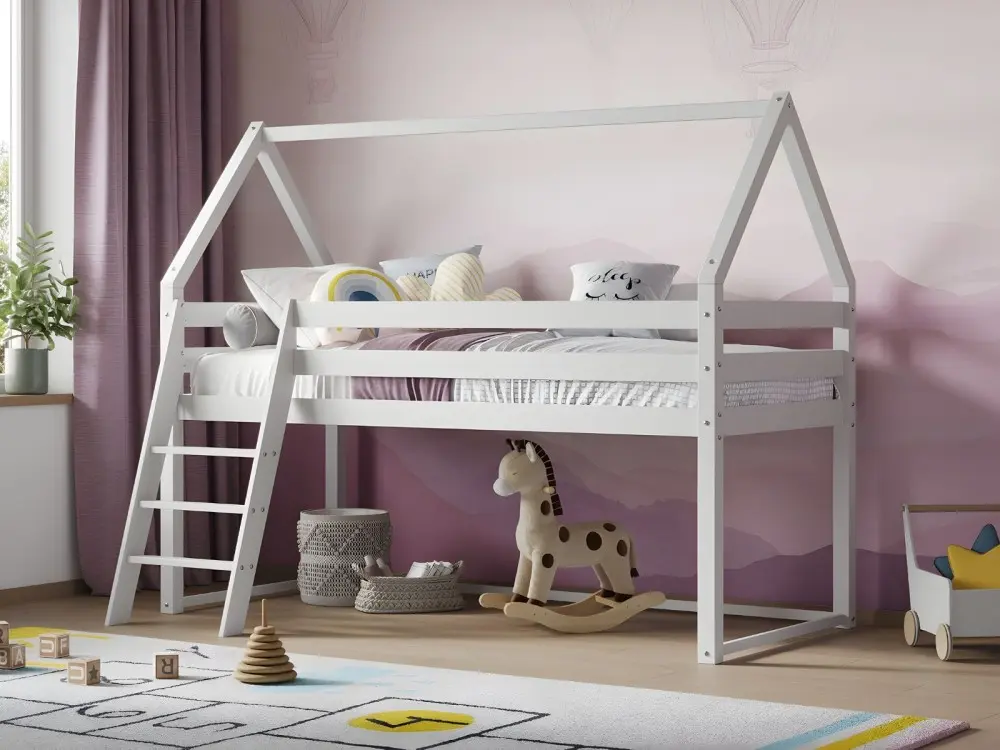 Flair Ellie white house mid sleeper bed with underbed play space 
