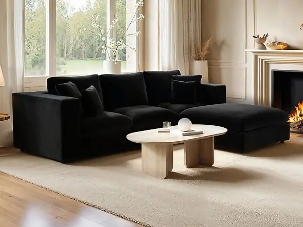 SOLACE+CO Asher 4 Seater Sofa with Reversible Footstool