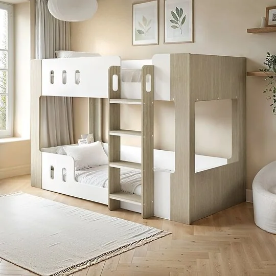 Flair Willow white and oak low bunk bed