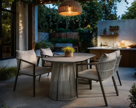 Solace+Co Hana outdoor dining table and Lynden chairs set

