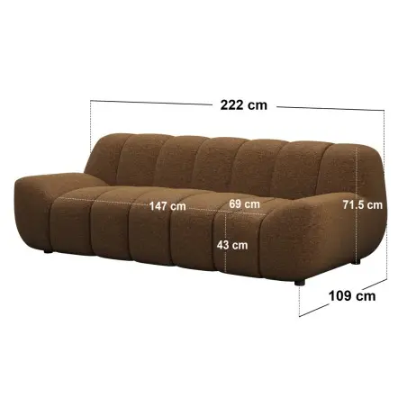 Macy large 3 seater sofa in cream textured fabric with sculpted panel design in a modern living room
