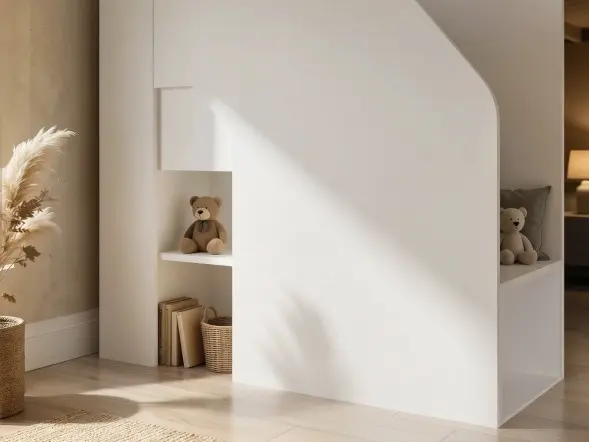 Flair Stepaside High Sleeper Bed with storage stairs in white 
