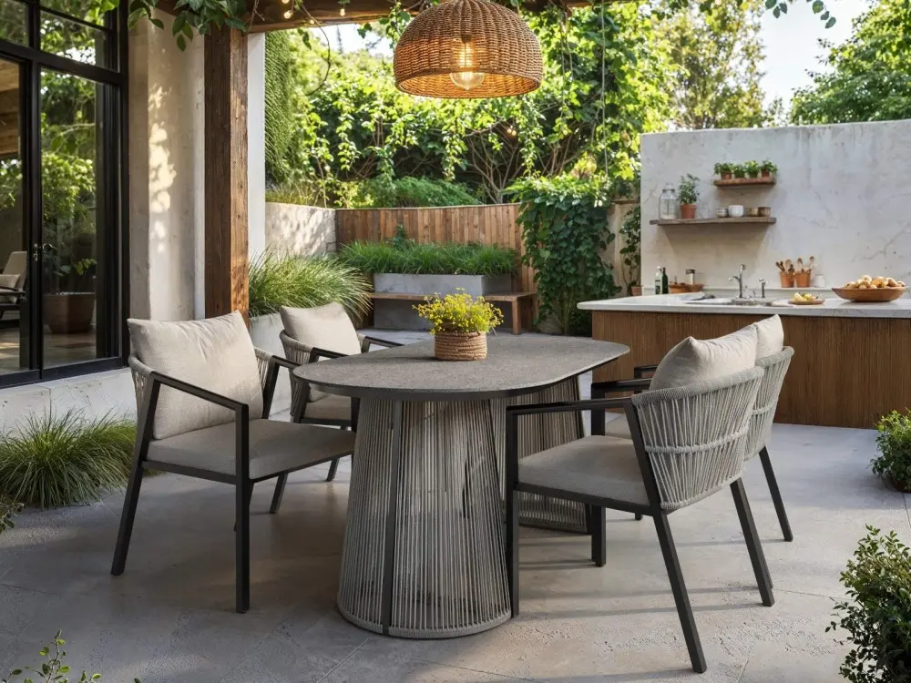 Solace+Co Hana outdoor dining table and Lynden chairs set
