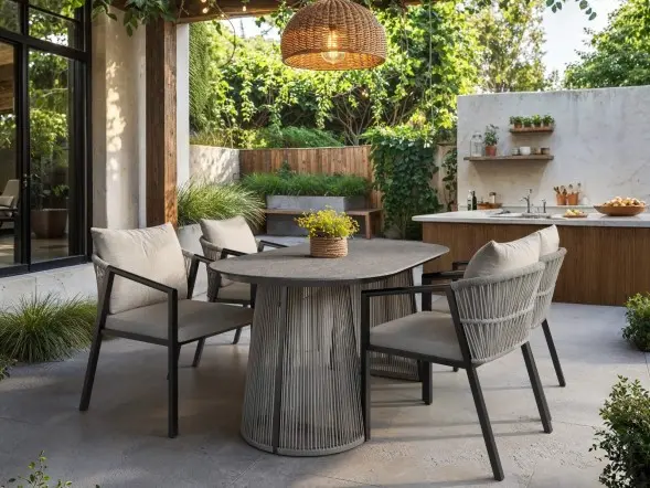 Solace+Co Hana outdoor dining table and Lynden chairs set
