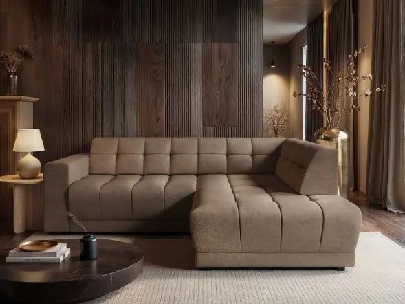 SOLACE+CO Asta 3-Seater Right Corner Dapple Fabric Sofa
