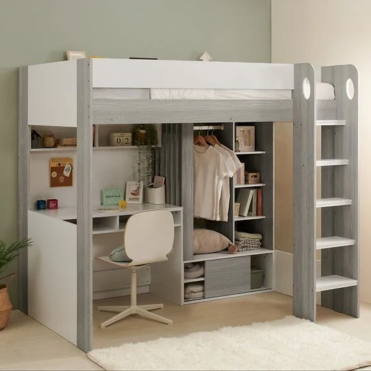 Flair Hampton high sleeper with desk and wardrobe
