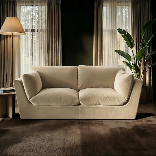 SOLACE+CO Orson 3 seater sofa in beige velvet