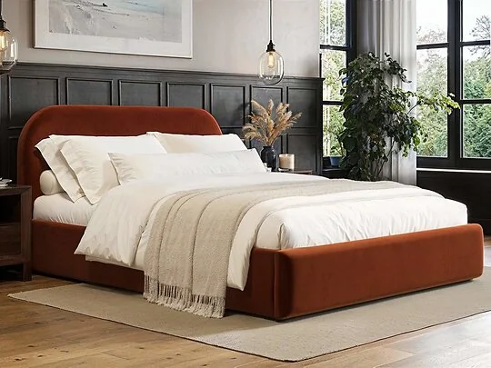 Flair Alba ottoman bed in burnt orange velvet