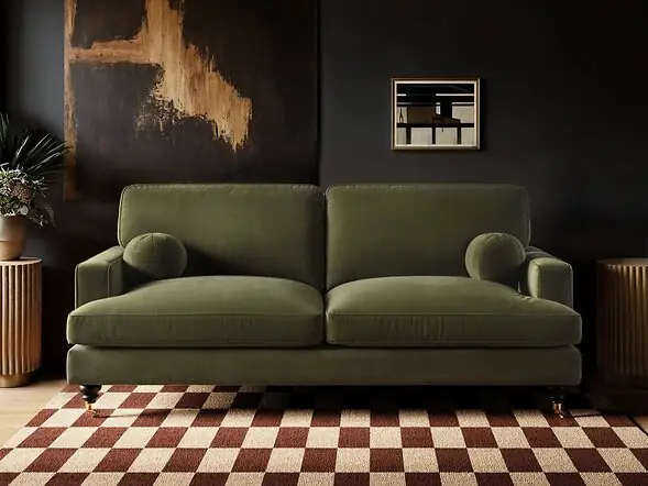 SOLACE+CO Addison 3 Seater Sofa with Caster Legs