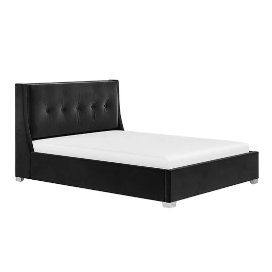 Flair Artemis Kingsize Ottoman Bed with Cushioned Button Headboard Black Velvet