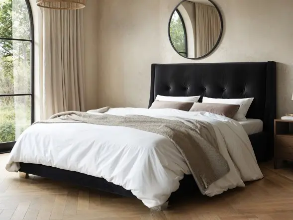 Flair Artemis Velvet Ottoman Storage Bed Black Kingsize