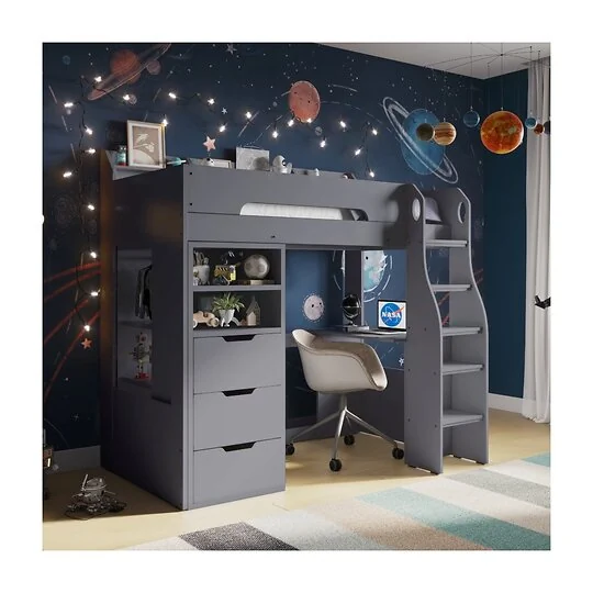 Flair Cosmic storage high sleeper with desk and wardrobe