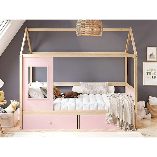 Flair Ted blue single playhouse bed with storage drawers and cut-out window