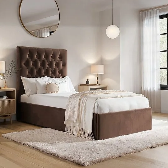 Flair Milan single velvet ottoman bed
