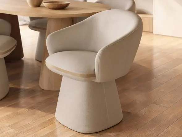 SOLACE+CO Sylvia Set of 2 Curved Back Dining Chairs Beige