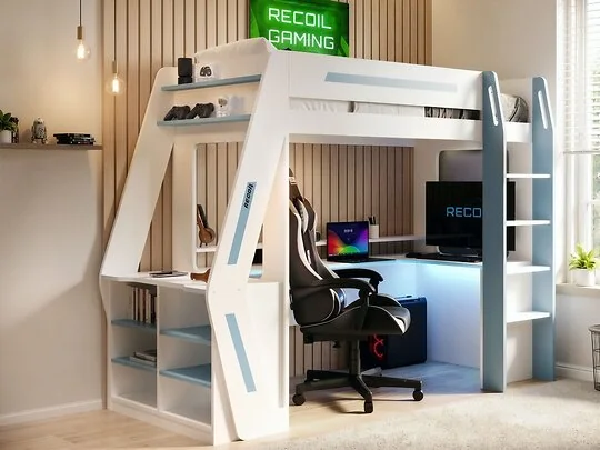 Recoil Alister gaming high sleeper with desk and built-in storage