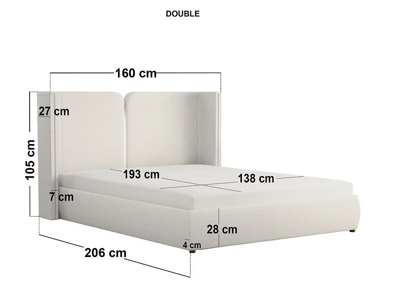 Lumen ottoman bed dimensions for double and king size