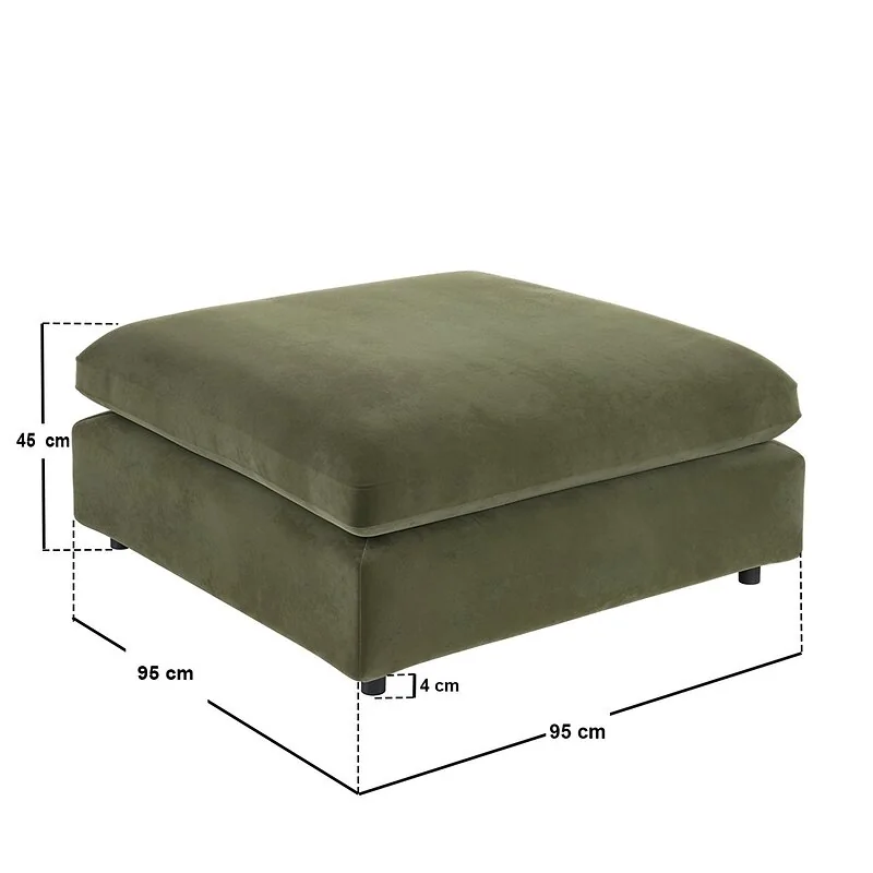 SOLACE+CO Asher Footstool Khaki Green Velvet image 7