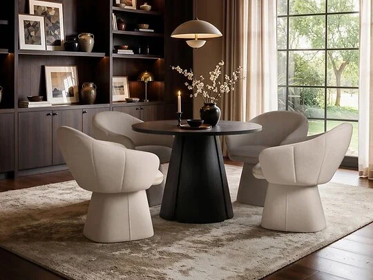 SOLACE+CO Ebony black extendable dining set with Sylvia chairs