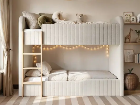 Flair Venna Single upholstered  Bunk Bed in brown velvet