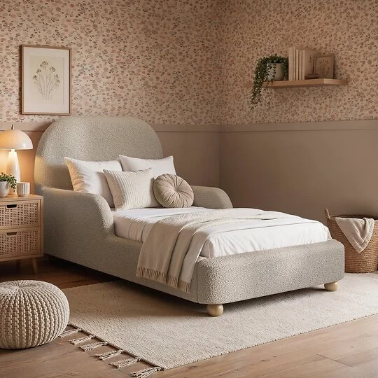 Flair Kira Upholstered Single Bed with Side Rails