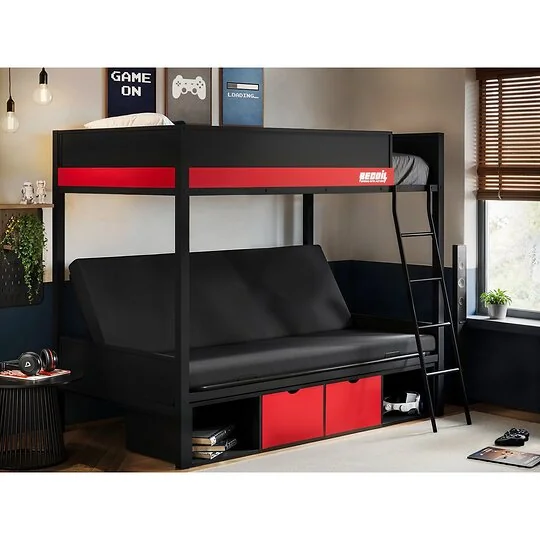 Recoil Nova gaming metal bunk bed with futon