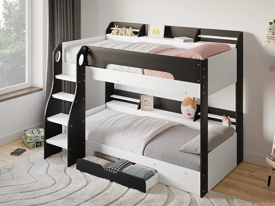 Flair Flick Storage Grey Bunk Bed with Drawer