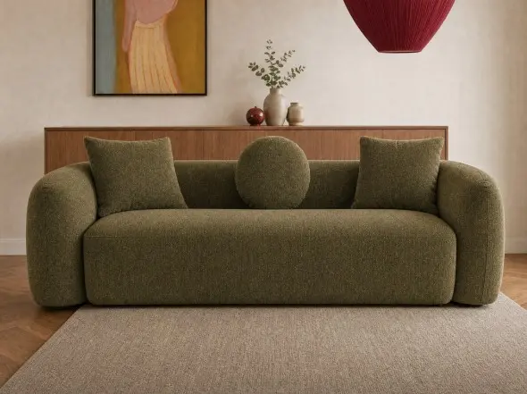 SOLACE+CO Cami 3 Seater Sofa Green Chenille