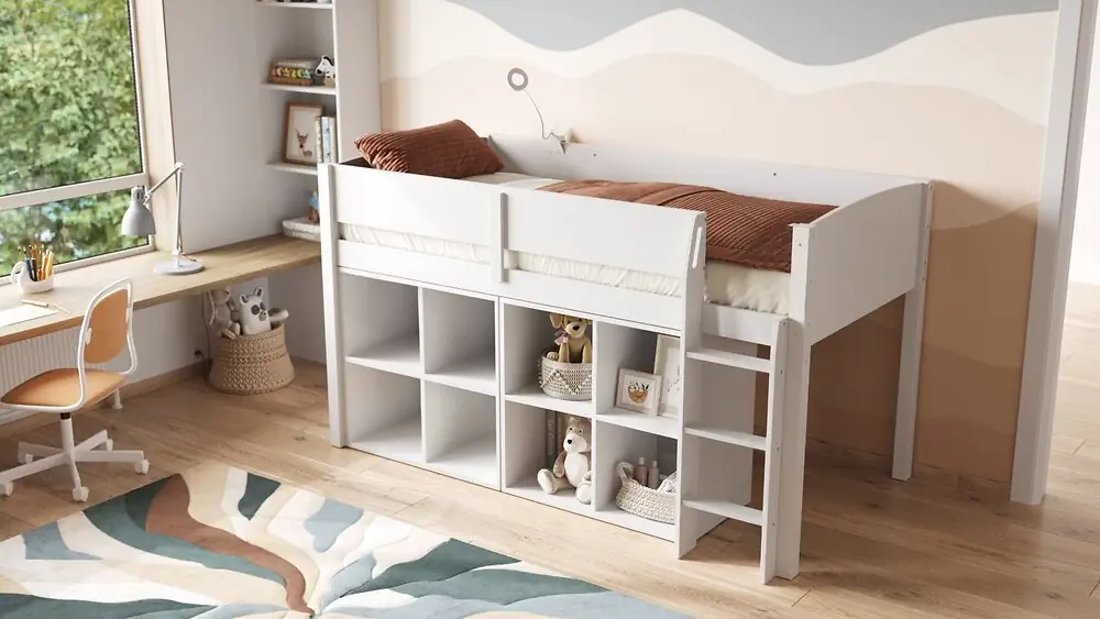 Flair Loop Midsleeper Bed Cube Unit Set-White

