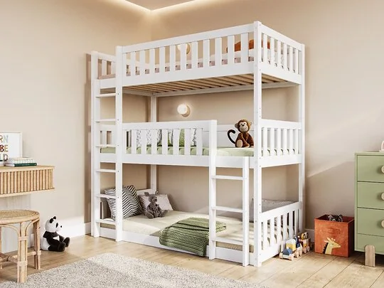 Flair Bea wooden triple bunk bed in white with three single bunks