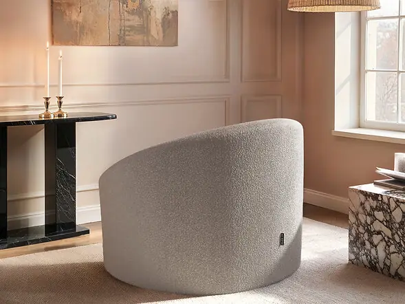 SOLACE+CO Amari Cream Boucle Accent Swivel Chair