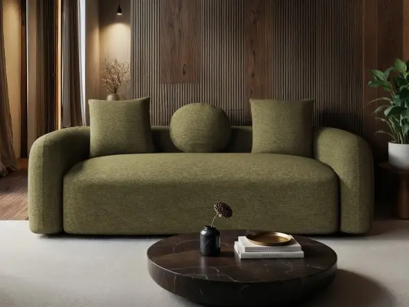 SOLACE+CO Cami 3 Seater Sofa Green Chenille