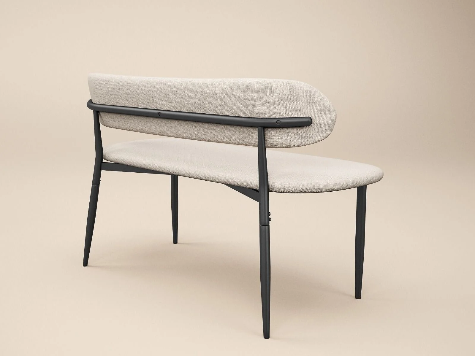 SOLACE+CO Cyra beige chenille upholstered bench with curved backrest - cutout