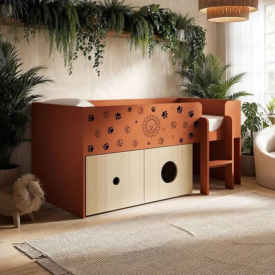 Flair Zaiden safari mid sleeper with toy box storage