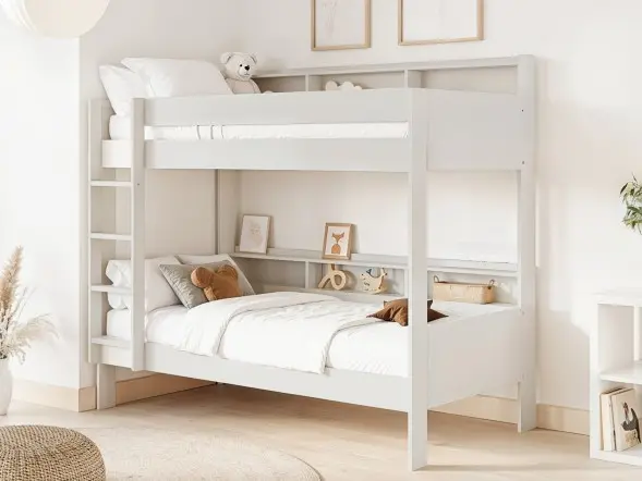 Noomi Bodie Bunk Bed with Shelves White Solid Wood (FSC-Certified)