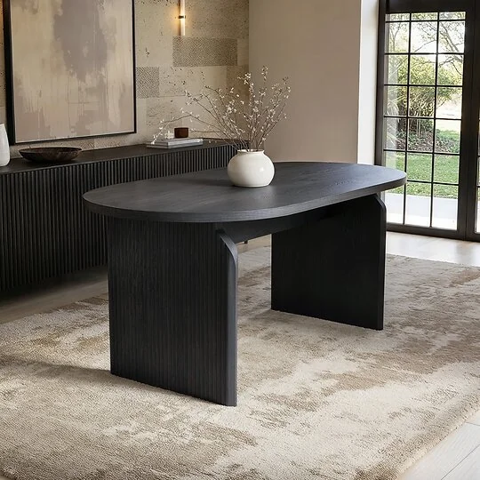 SOLACE+CO Varm ribbed dining table oak effect 6 seater
