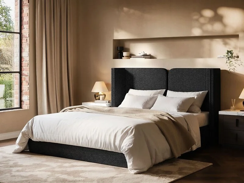 SOLACE+CO Lumen Ottoman Bed with LED Winged Headboard