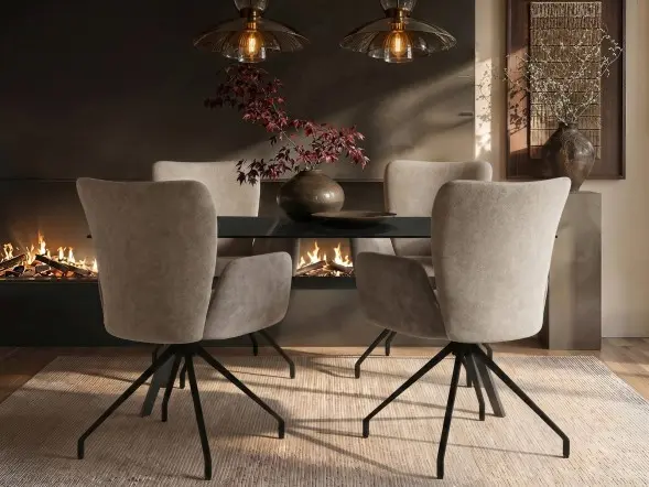 SOLACE+CO Emil Glass Dining Table with Kora Chairs Set