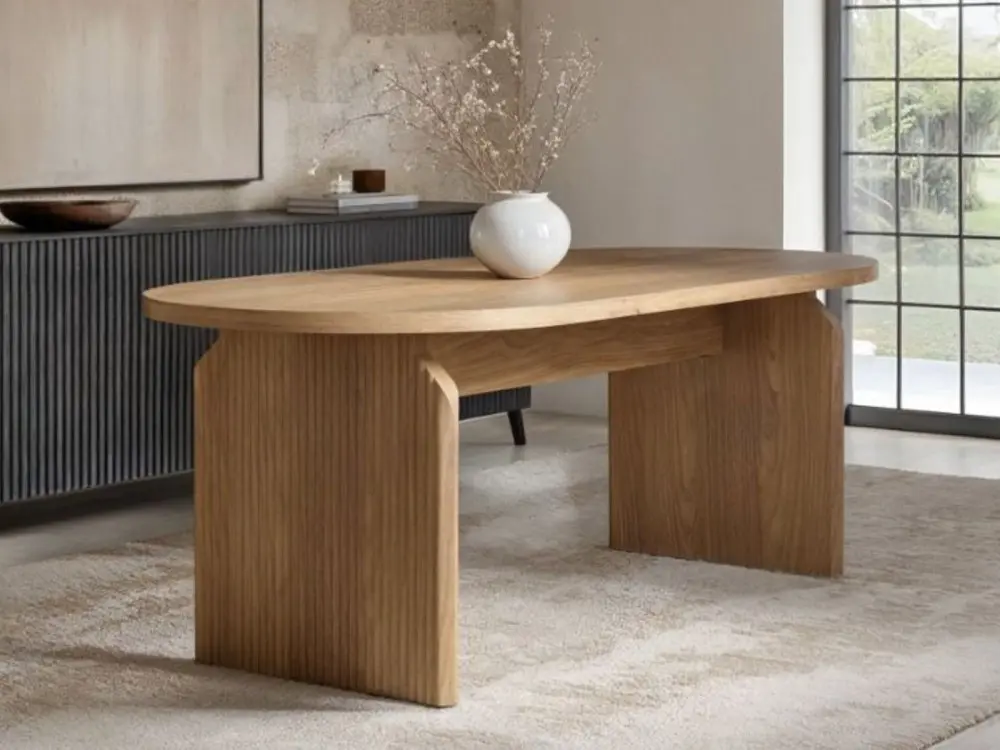 SOLACE+CO Varm ribbed dining table oak effect 6 seater