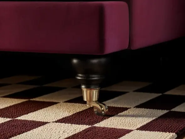 SOLACE+CO Addison 2 Seater Sofa with Caster Legs Burgundy Velvet