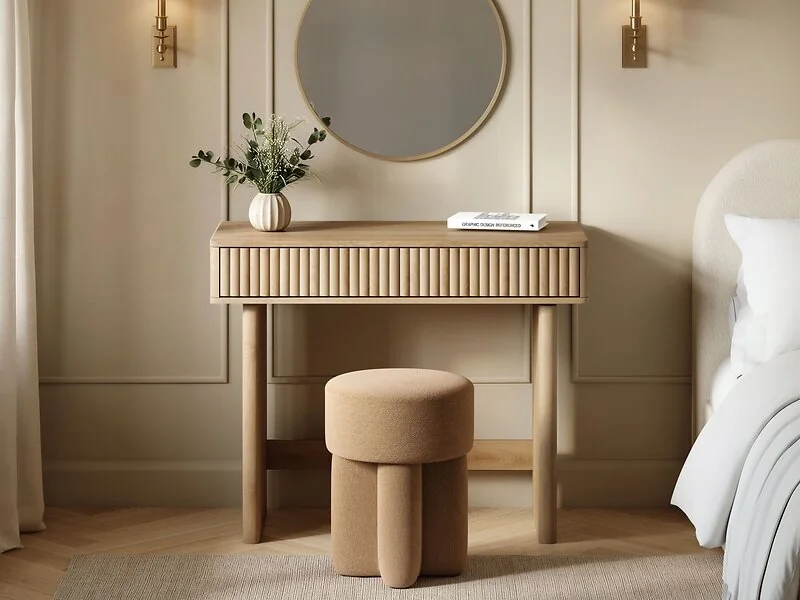 SOLACE+CO Velmor Ribbed Dressing Table Oak – view 6