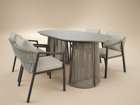 Solace+Co Hana outdoor dining table and Lynden chairs set
