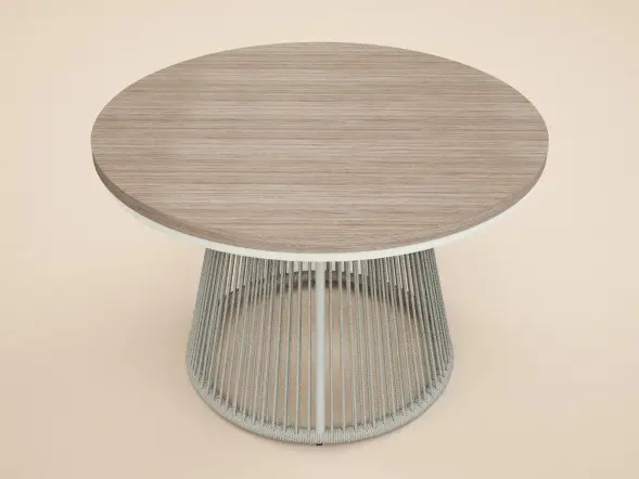 SOLACE+CO Hana Round Table & Set of 4 Lita Chairs Garden Dining Set White & Beige