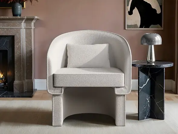 SOLACE+CO Lowen Cream Boucle Accent Chair