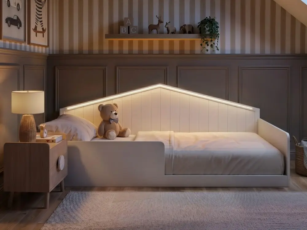 Flair Wilbur Small Double Montessori Bed with LED in white