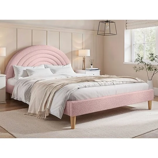 Flair Ava double boucle bed frame in pink