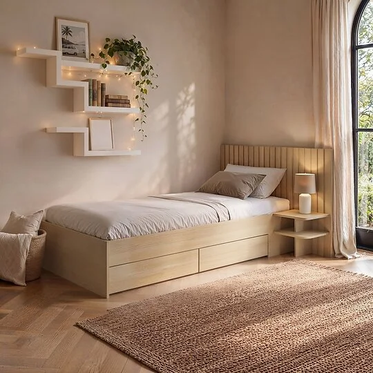 SOLACE+CO Taylor single bed with drawers and bedside table