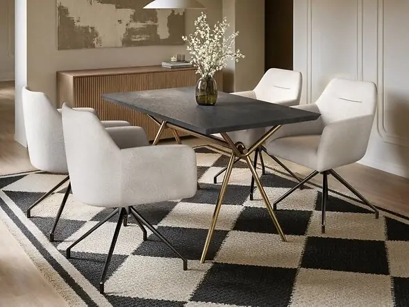 SOLACE+CO Lexi Dining Table with 4 Isla Swivel Dining Chairs 